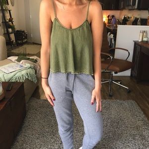 Olive Green Crotchet Back Cropped Cami